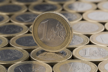 Euro coins close up composition
