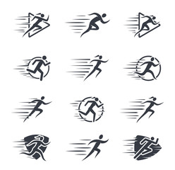 Running Man and Woman Icons with Motion Trails