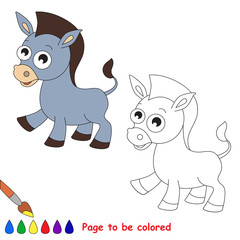 Donkey cartoon. Page to be colored. 