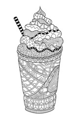 Latte Zentangle Coloring Page - 102729425