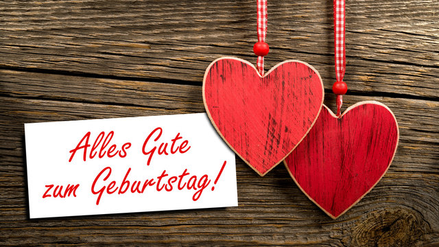 Alles Gute zum Geburtstag &ndash; Gl&uuml;ckwunschkarte mit Herzen