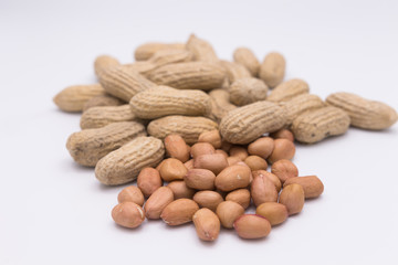 Peanut in Gunny Bag on white background