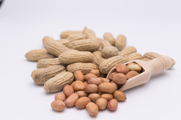 Peanut in Gunny Bag on white background