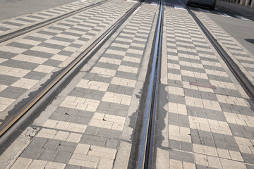 Tram Track in Brussels; Belgium