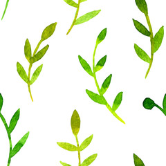 vector watercolor seamless pattern with leaves