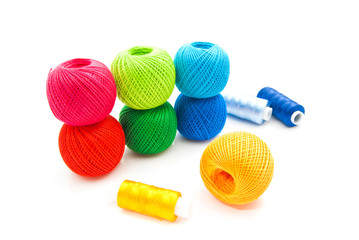 different colored spools of thread