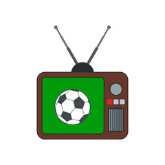 Fototapeta premium Football match on an old TV flat icon