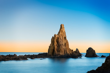 Fototapeta na wymiar Rock in Mediterranean sea near Cabo de Gata, Spain