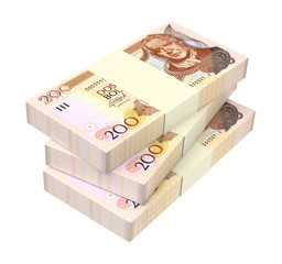 Bolivian boliviano bills isolated on white background. Computer generated 3D photo rendering.