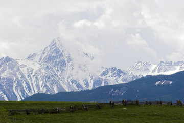 Mountain landscape and fence