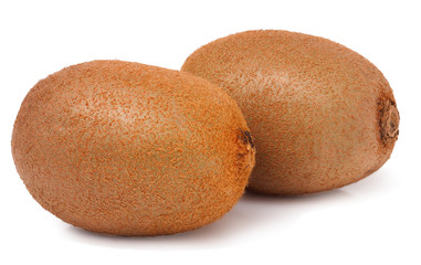 Two kiwi fruit on white isolated background