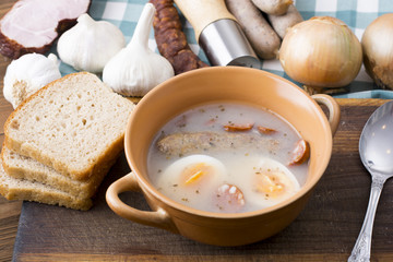 Traditional polish Zurek, easter soup.
