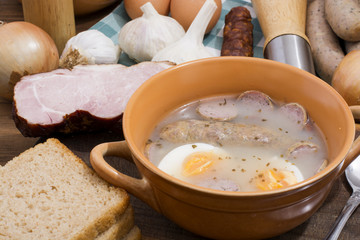 Traditional polish Zurek, easter soup.