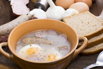 Traditional polish Zurek, easter soup.