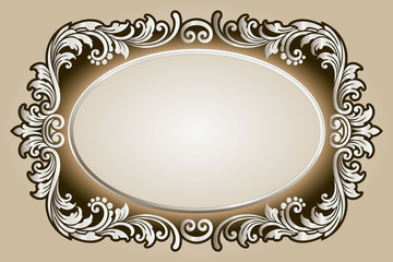 Vector vintage border frame engraving with retro ornament pattern in antique rococo style decorative design