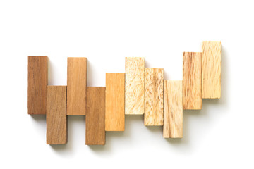 Arranging wood block stacking as step stair.