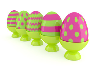 row of 3d spring Easter eggs