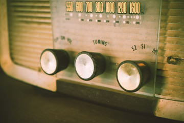 Old transistor radio analog dial button.