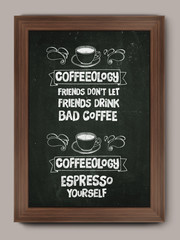 Fototapeta na wymiar Hand drawn poster with quote about coffee