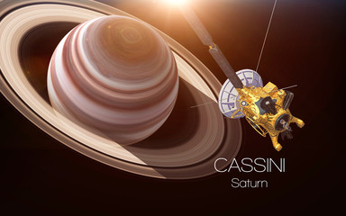 Saturn - Cassini spacecraft. This image elements furnished by NASA. - Powered by Adobe