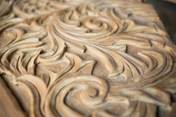 Floral wood carving.