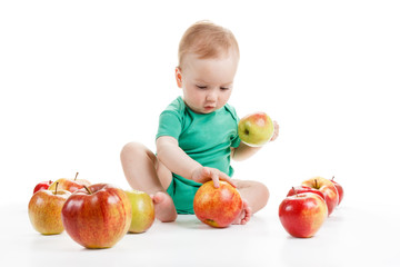 Fototapeta premium Adorable child with apples