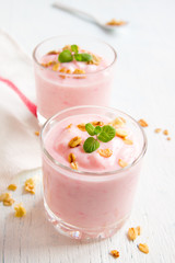 strawberry yogurt with granola