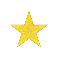 Single golden star shine on white background