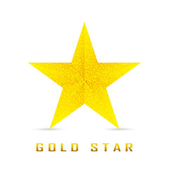 Single golden star shine on white background