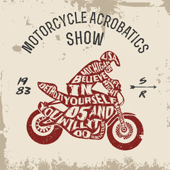 Typography lettering motorcyclist