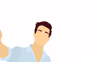 Fototapeta premium Silhouette Colorful Man Taking Selfie Photo On Smart Phone