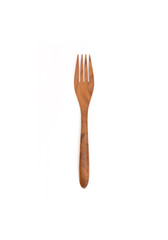 Wooden fork on white background.