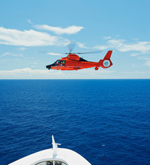 Rescue helicopter in sky