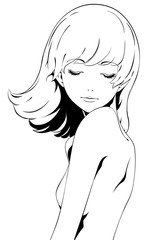 ミディアムヘアの女性 / 美容 / 目を閉じる