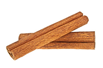 Cinnamon sticks on white background