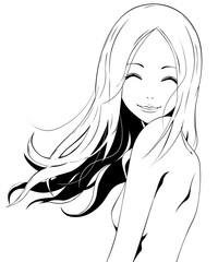 ロングヘアの女性 / 美容 / 笑顔