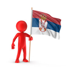 Man and Serbian flag. Image with clipping path