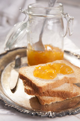 a healthy diet and light, tasty biscuits with jam 