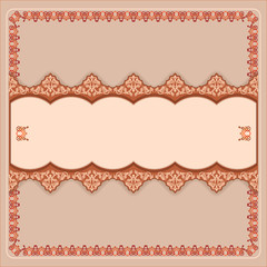 Vintage, design background with decorative horizontal divider drawn with ornamental arabesques and decorative oriental frame
