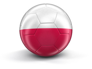 Soccer football with Polish flag. Image with clipping path