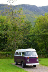 Purple camper van