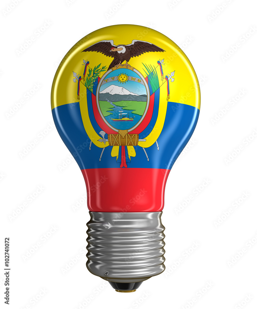 Poster light bulb with ecuadorian flag. image with clipping path