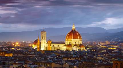 After sunset view of Cathedral  Santa Maria del Fiore. Florence,