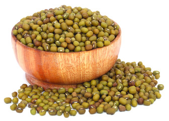 Mung bean in wooden bowl