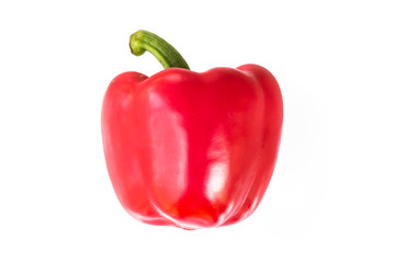 Bell pepper (bulgarian pepper) isolated on white. It is red, fre