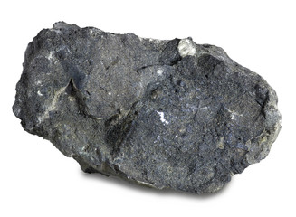 Phosphorite or rock phosphate isolated on white background is a non-detrital sedimentary rock which contains high amounts of phosphate bearing minerals. 