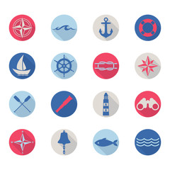 Set of nautical sea ocean sailing icons.
