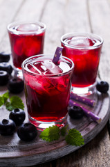 Transparent drink blueberries