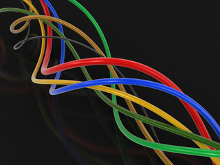 Colored cables. Image with clipping path.