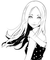 ロングヘアの女性 / ファッション / 微笑み